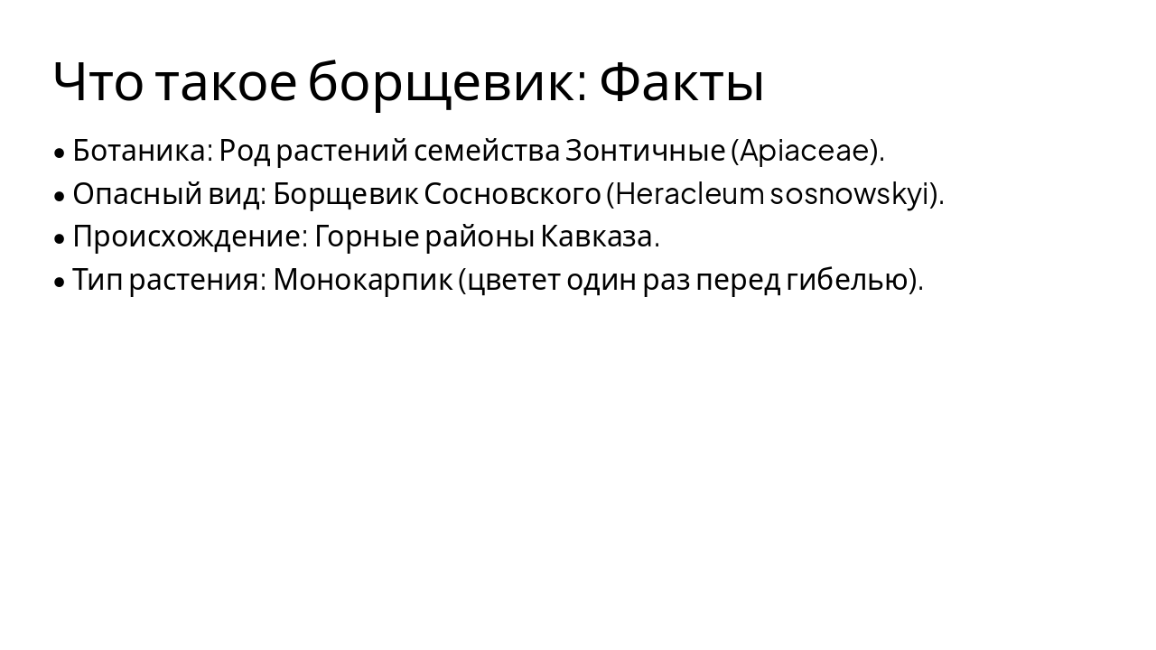 Slide 2 - Что такое борщевик: Факты