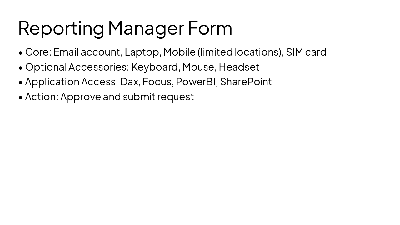 Slide 6 - Reporting Manager Form