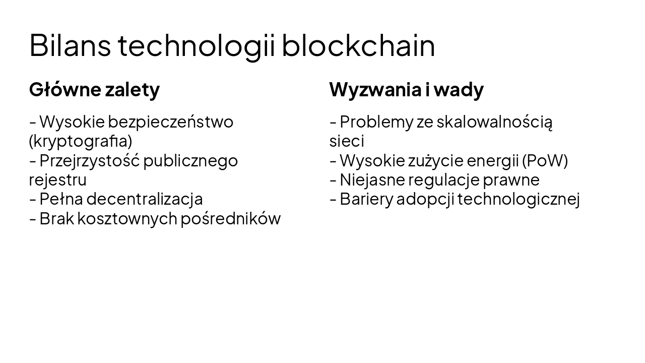 Slide 8 - Bilans technologii blockchain