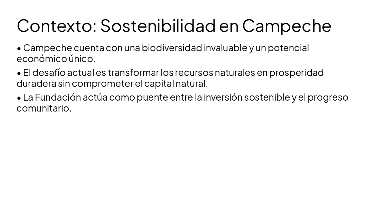 Slide 4 - Contexto: Sostenibilidad en Campeche