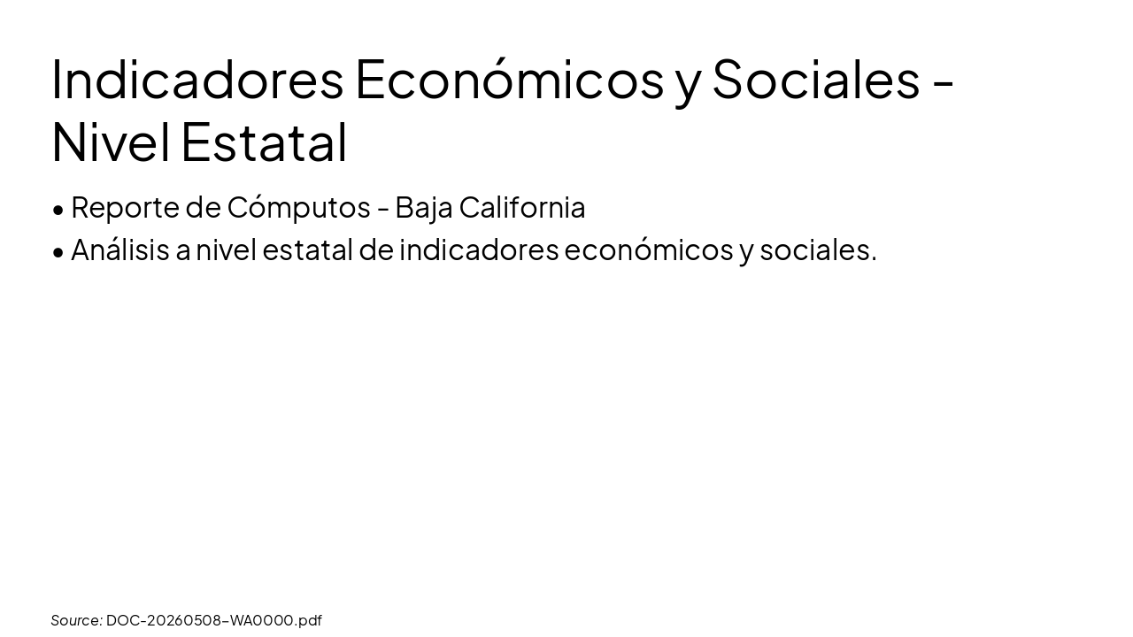 Slide 7 - Indicadores Económicos y Sociales - Nivel Estatal