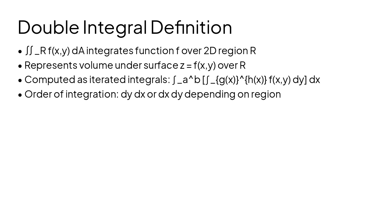Slide 4 - Double Integral Definition
