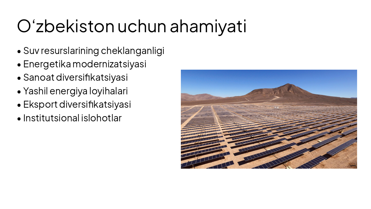 Slide 8 - O‘zbekiston uchun ahamiyati