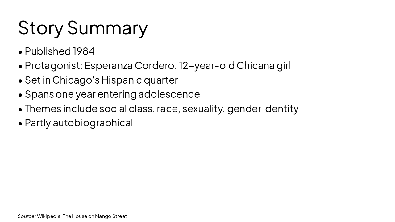 Slide 6 - Story Summary