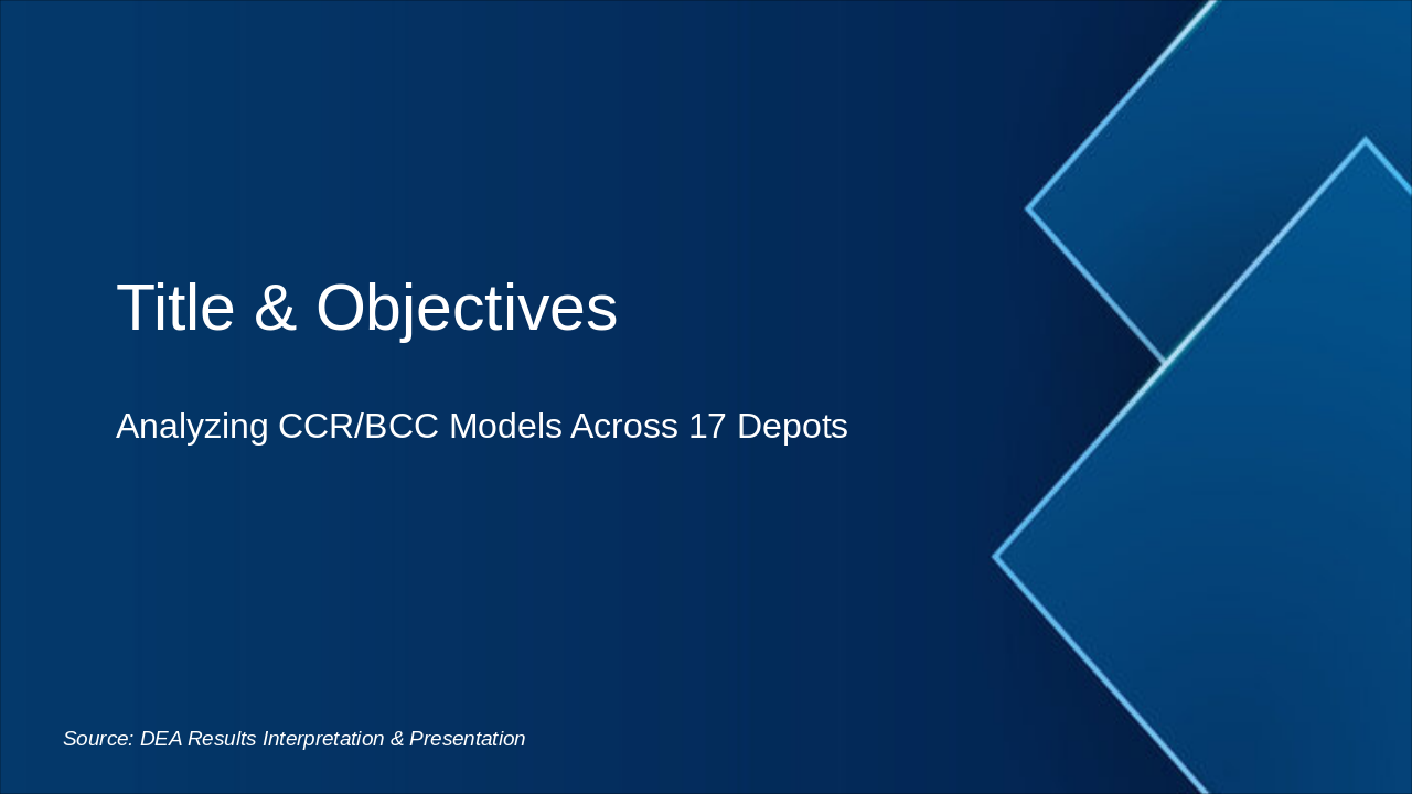 Depot Efficiency via DEA Analysis