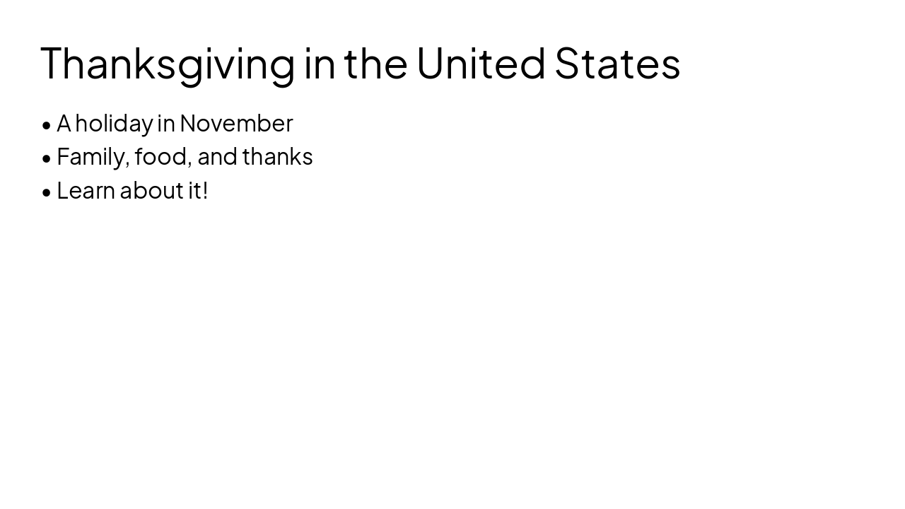 US Thanksgiving: Food, Family & Thanks