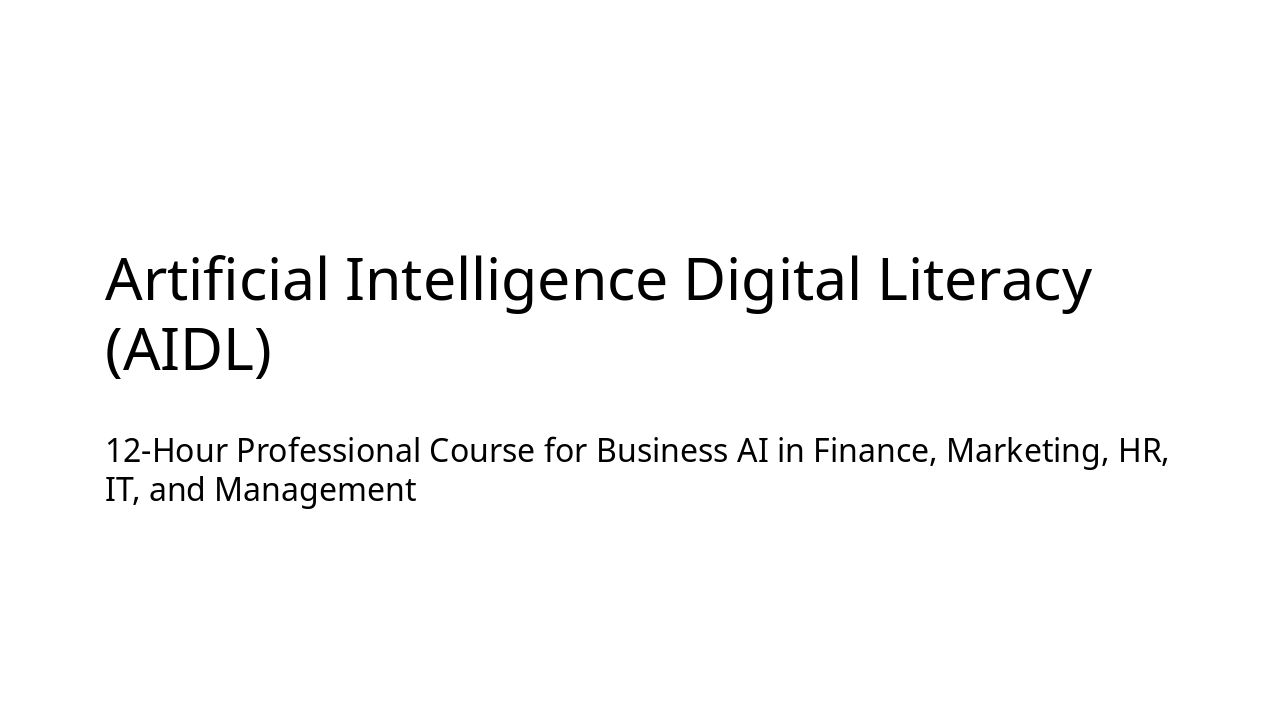 AIDL: 3-Day AI Literacy for Business
