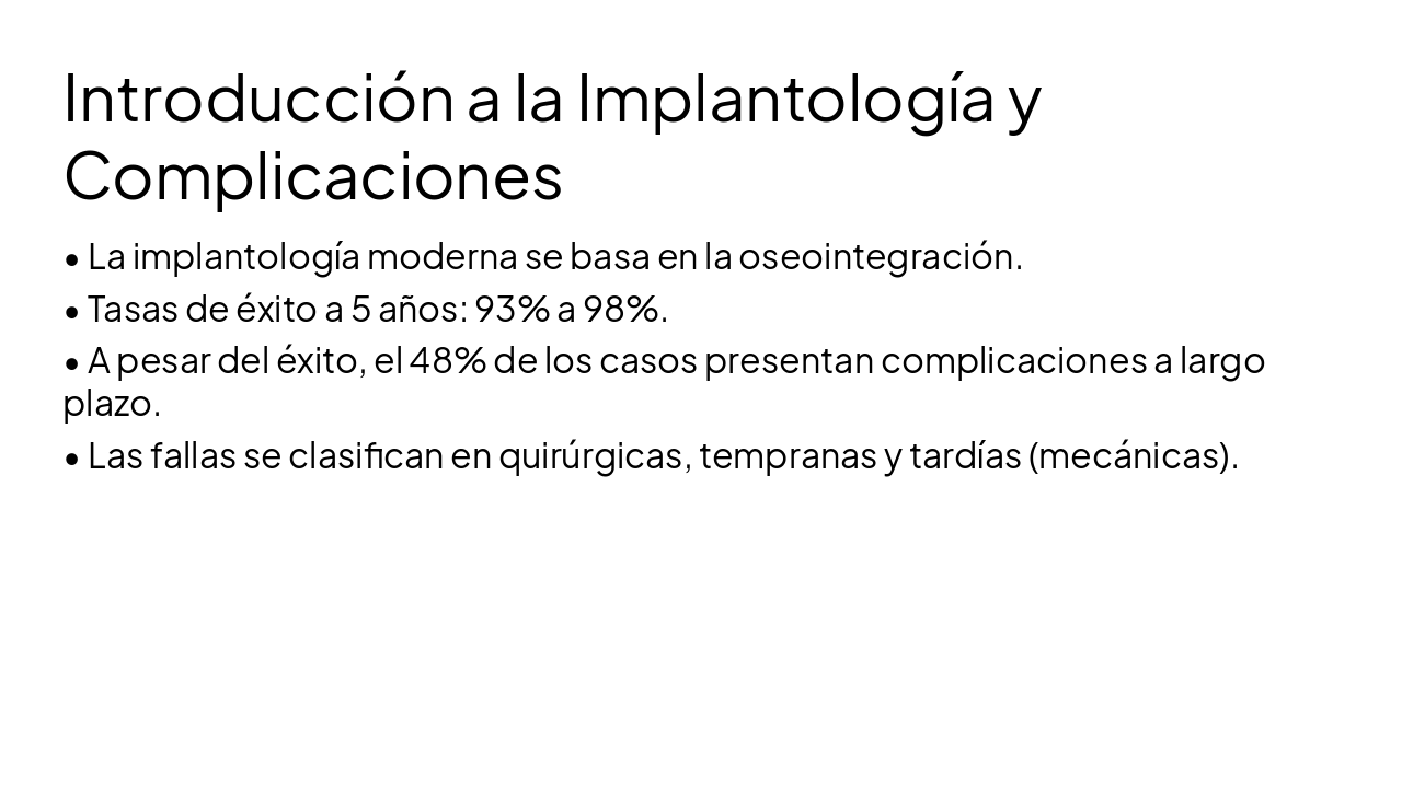 Slide 2 - Introducción a la Implantología y Complicaciones