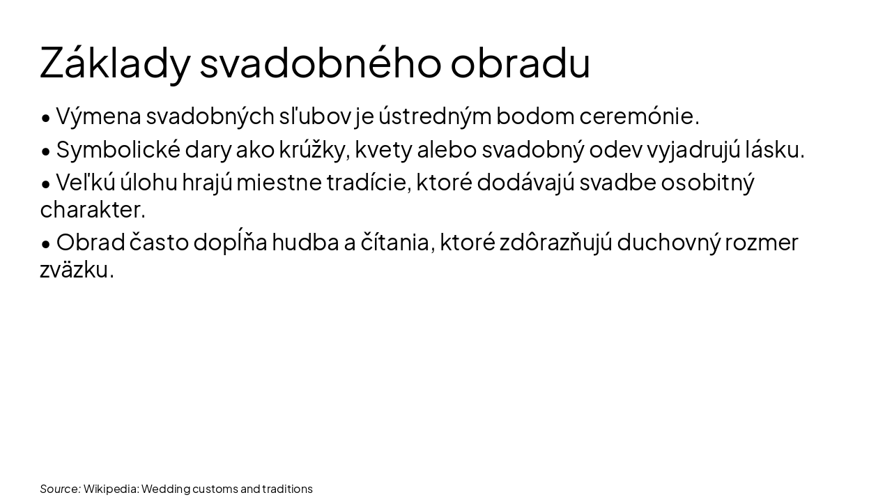 Slide 10 - Základy svadobného obradu