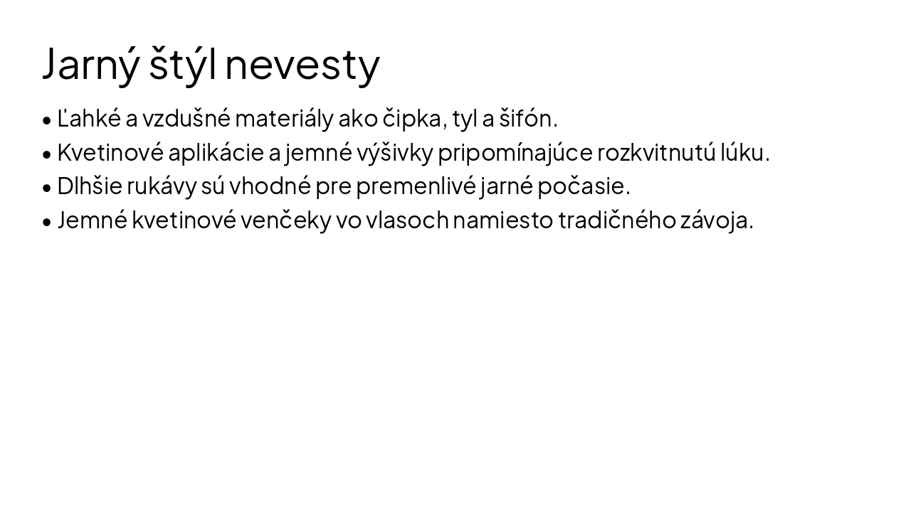 Slide 6 - Jarný štýl nevesty