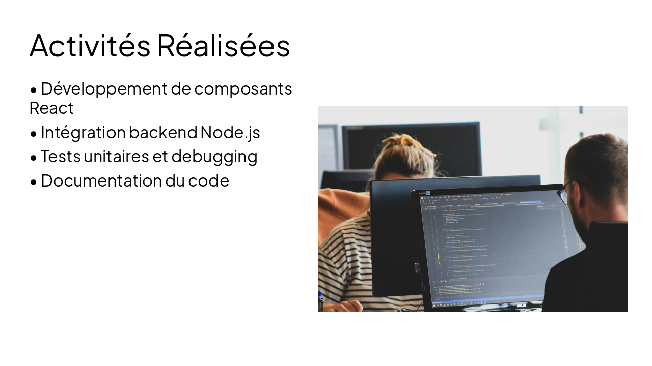 Slide 7 - Activités Réalisées