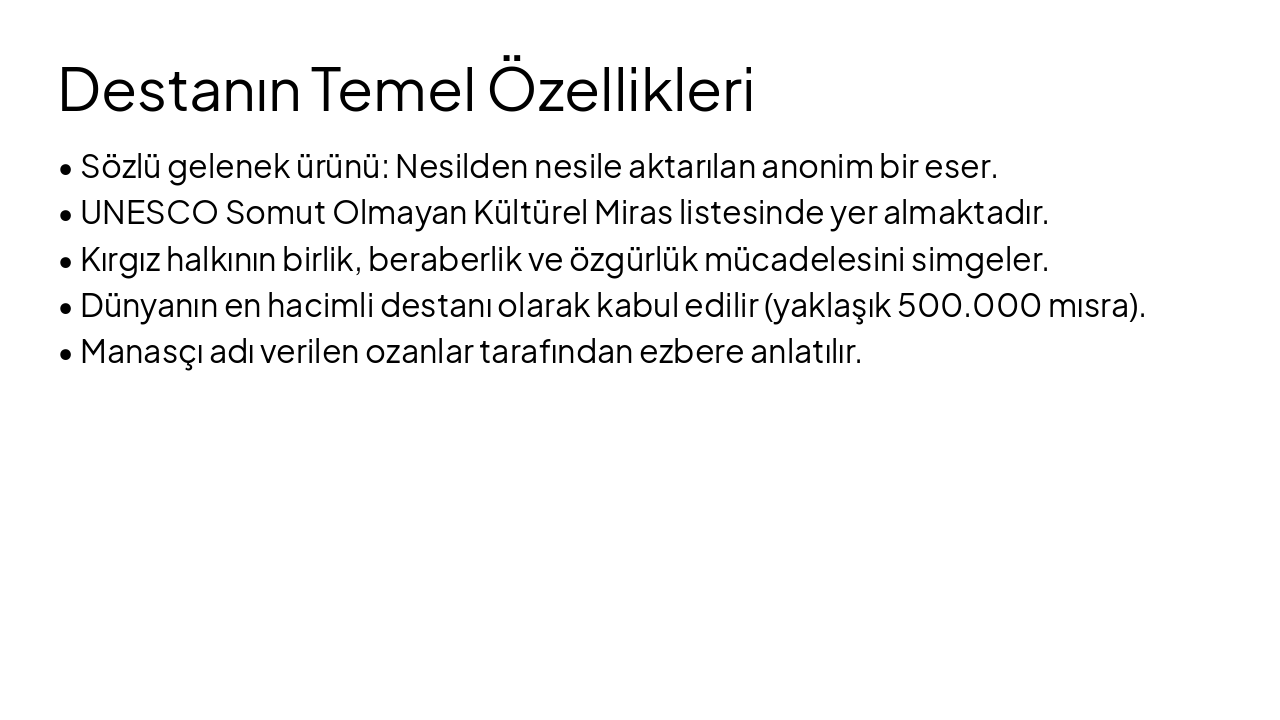 Slide 5 - Destanın Temel Özellikleri
