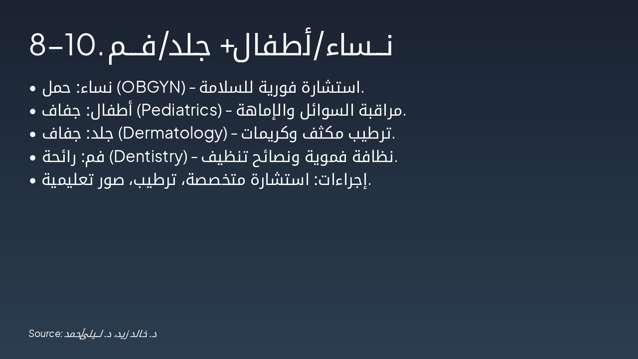 Slide 7 - 8-10. نساء/أطفال + جلد/فم