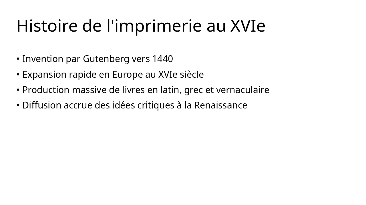 Slide 4 - Histoire de l'imprimerie au XVIe