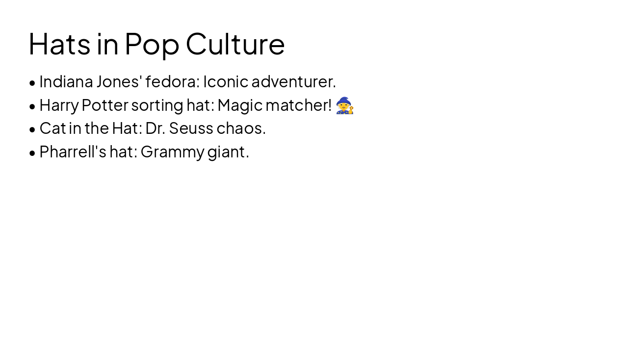 Slide 12 - Hats in Pop Culture