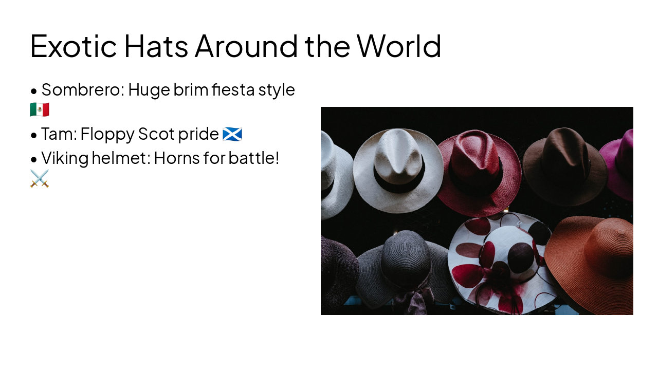Slide 8 - Exotic Hats Around the World