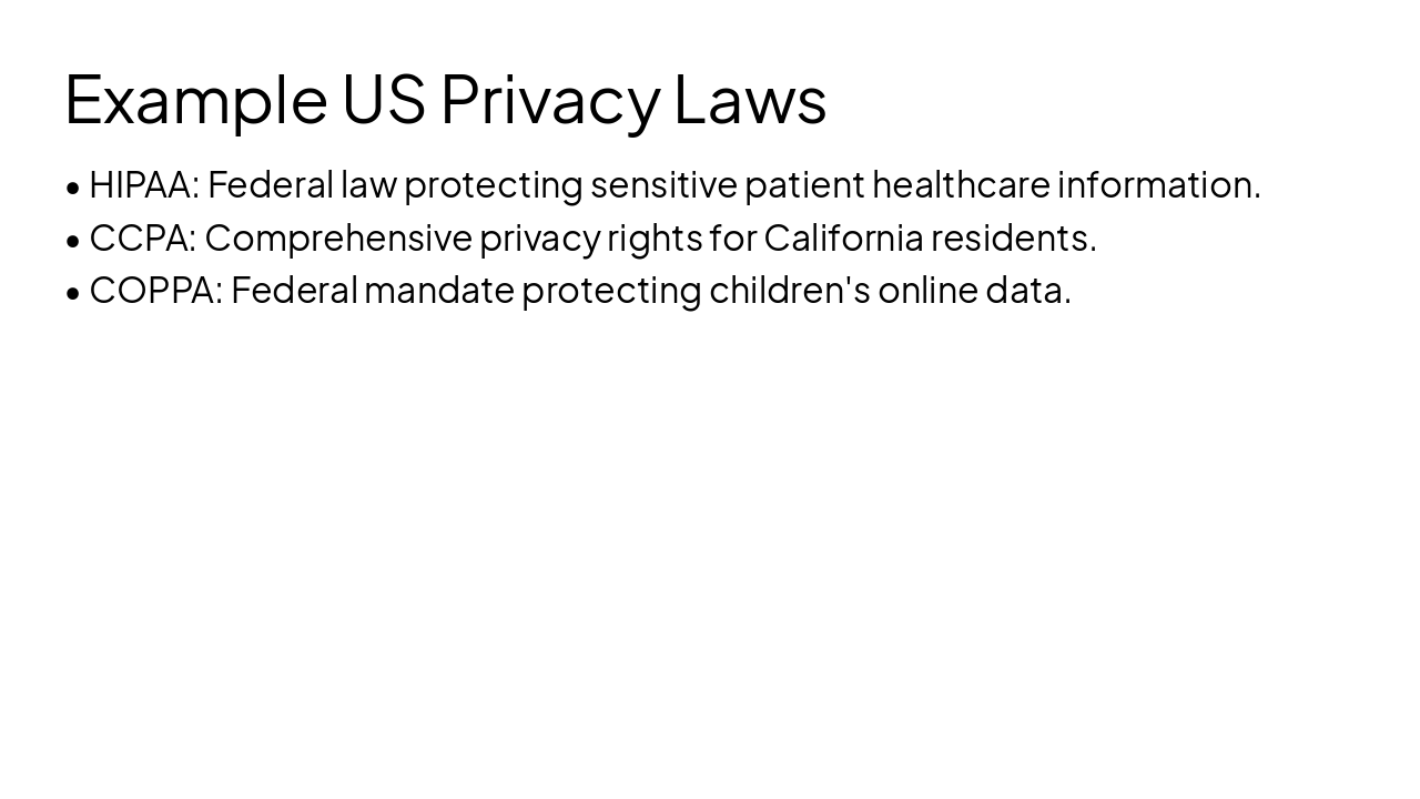 Slide 9 - Example US Privacy Laws