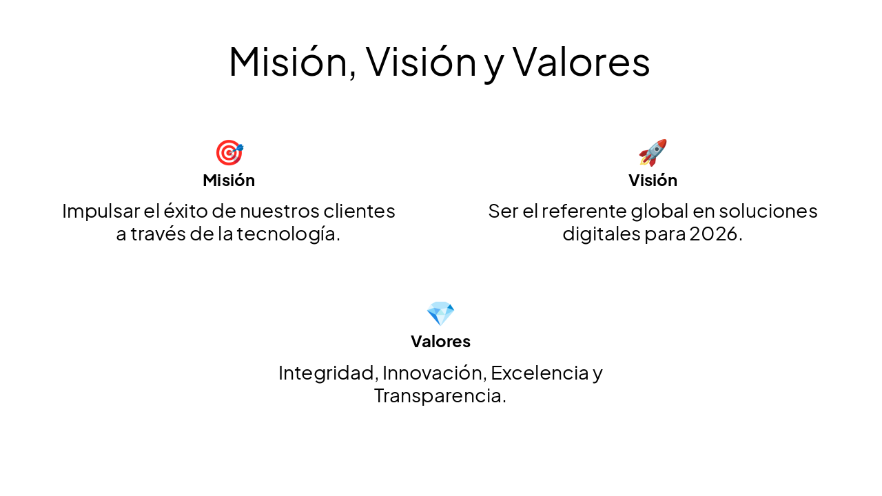 Slide 7 - Misión, Visión y Valores