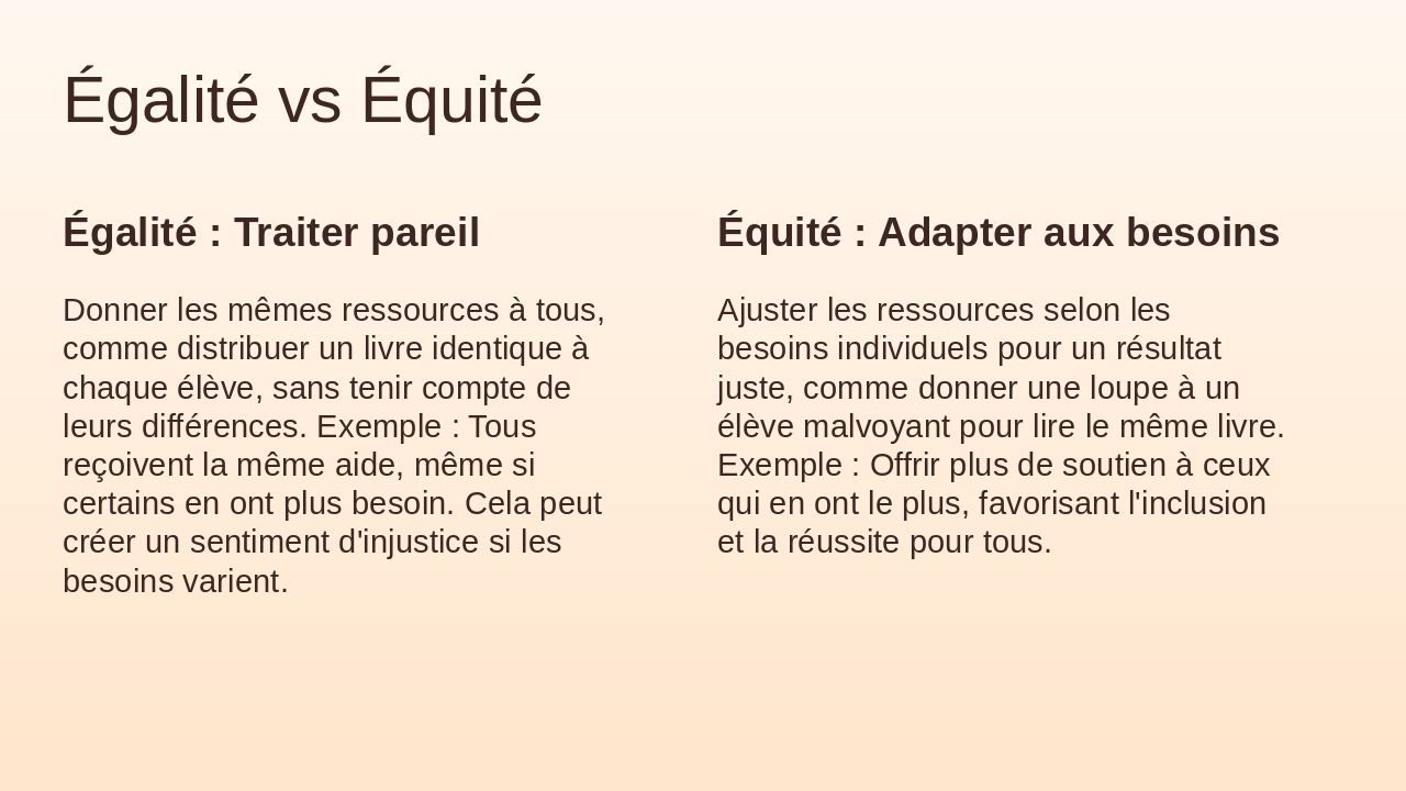 Slide 3 - Égalité vs Équité