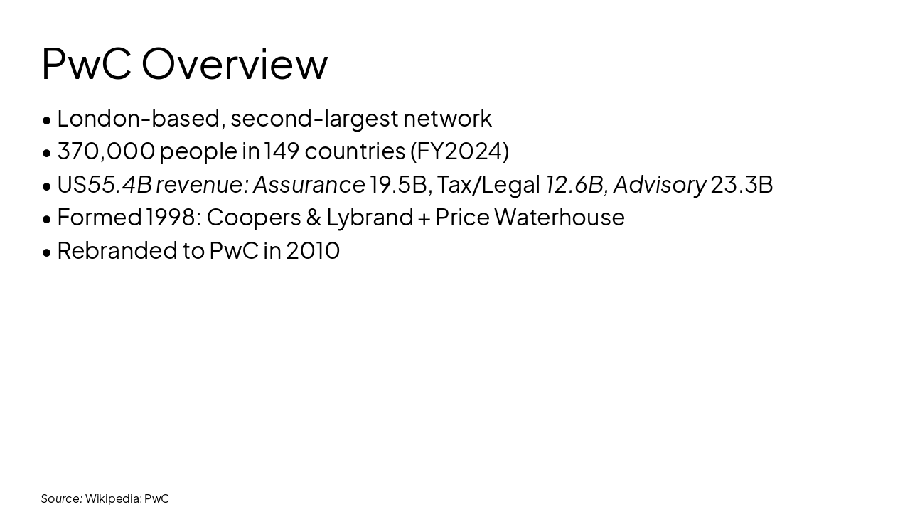 Slide 5 - PwC Overview