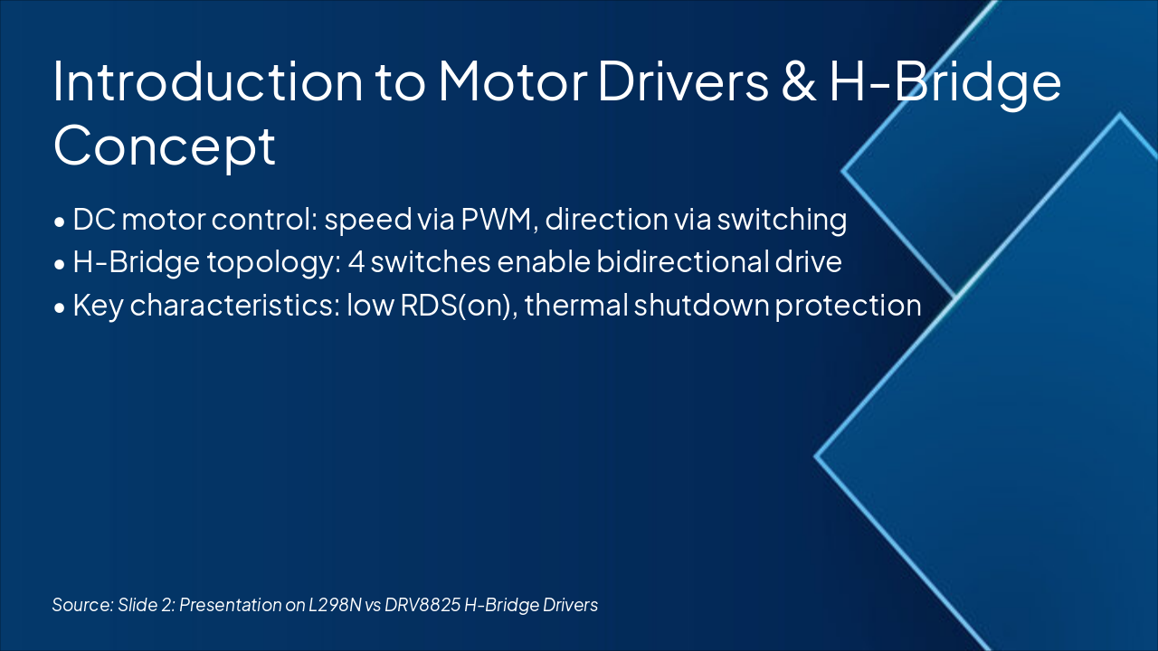 Slide 2 - Introduction to Motor Drivers & H-Bridge Concept