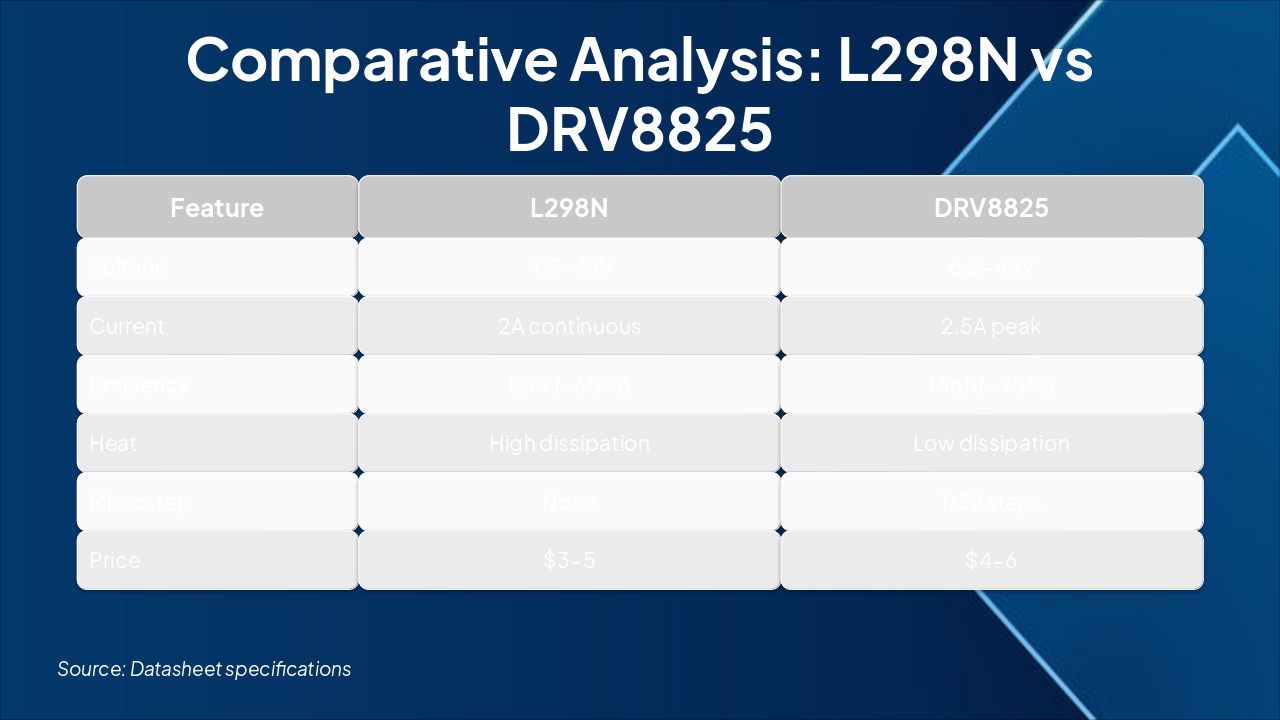 Slide 5 - Comparative Analysis: L298N vs DRV8825