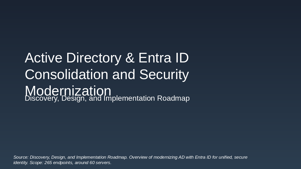 AD & Entra ID Consolidation Roadmap