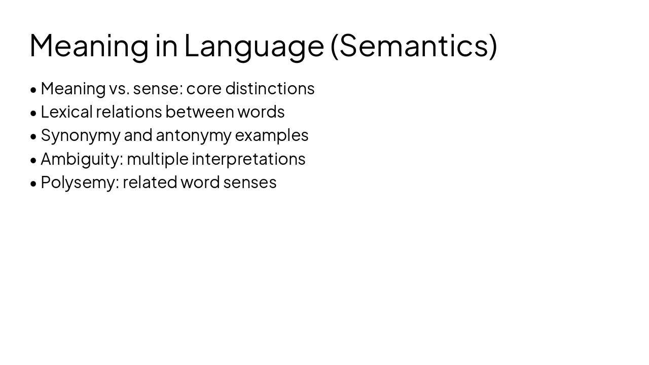 Slide 6 - Meaning in Language (Semantics)