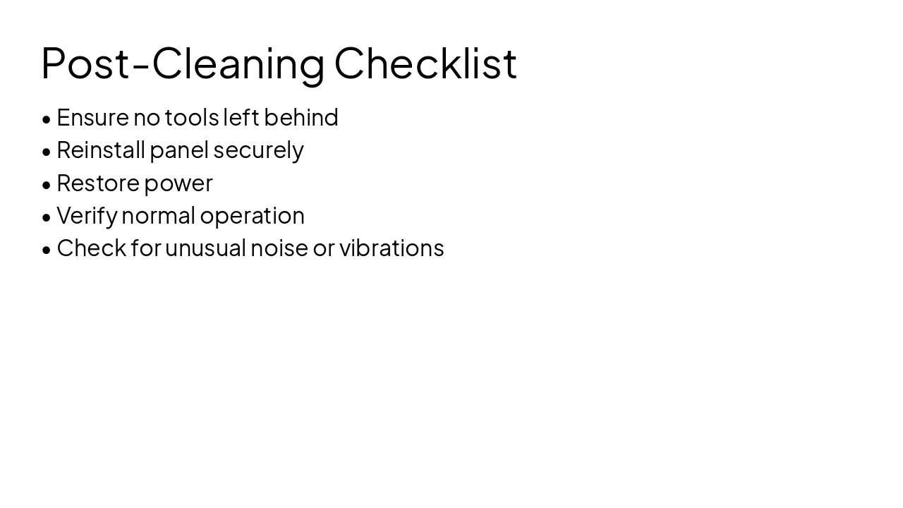 Slide 8 - Post-Cleaning Checklist