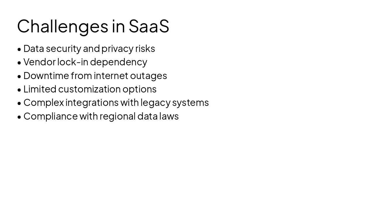 Slide 16 - Challenges in SaaS