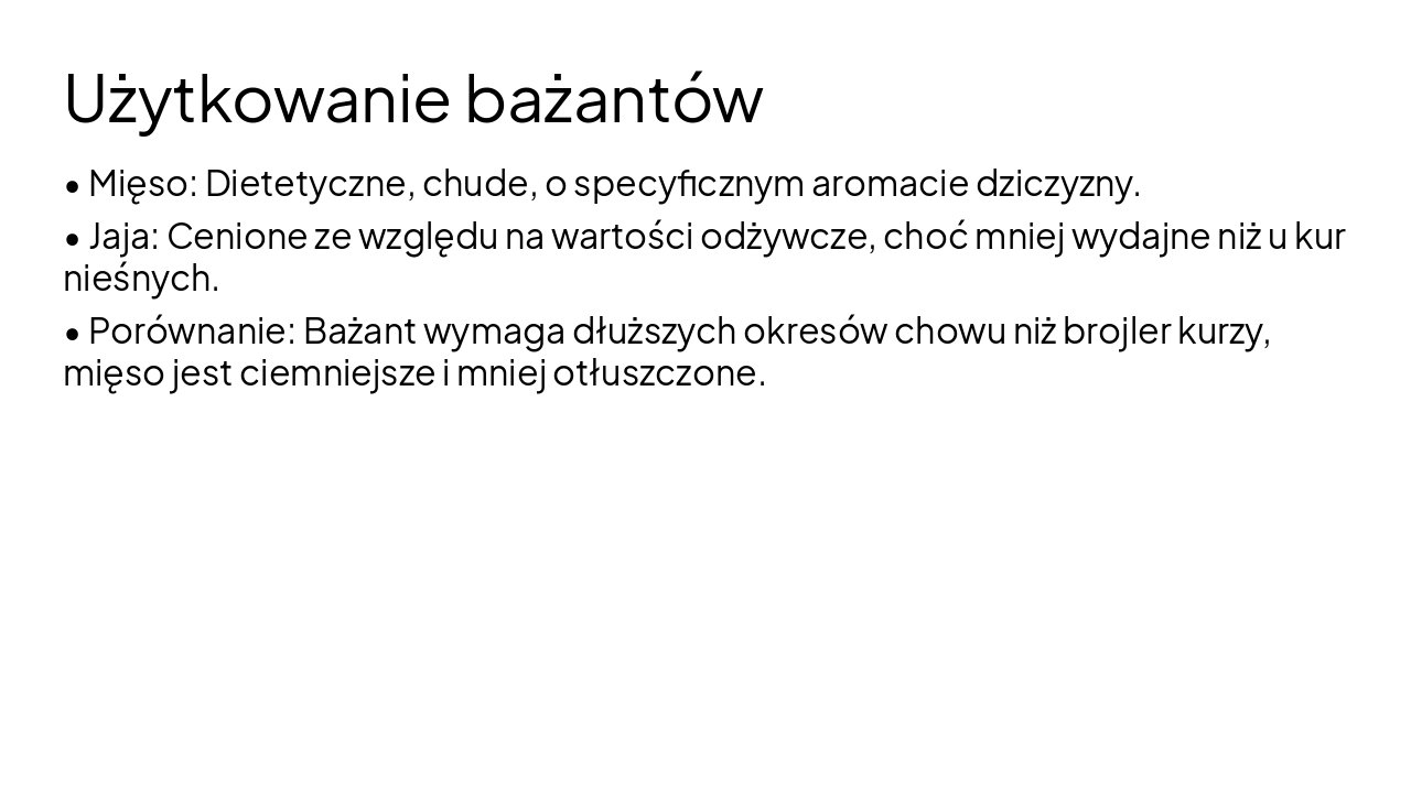 Slide 16 - Użytkowanie bażantów